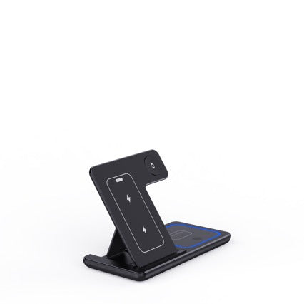 15W 3 In 1 LED Fast Wireless Charger Stand Foldable Charging Station For Smart Phone 15, 14, 13, 12, 11, Watch 9, 8, 7, 6, 5 Airpods Pro