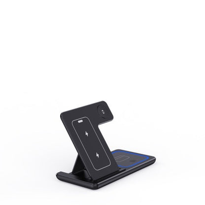 15W 3 In 1 LED Fast Wireless Charger Stand Foldable Charging Station For Smart Phone 15, 14, 13, 12, 11, Watch 9, 8, 7, 6, 5 Airpods Pro